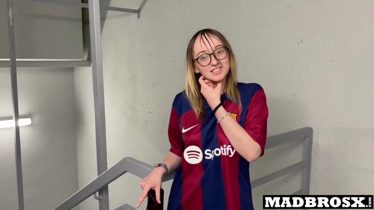 Barcelona fan gets rough doggystyle pounding from PSG enthusiasts in the stadium corridors! porn video